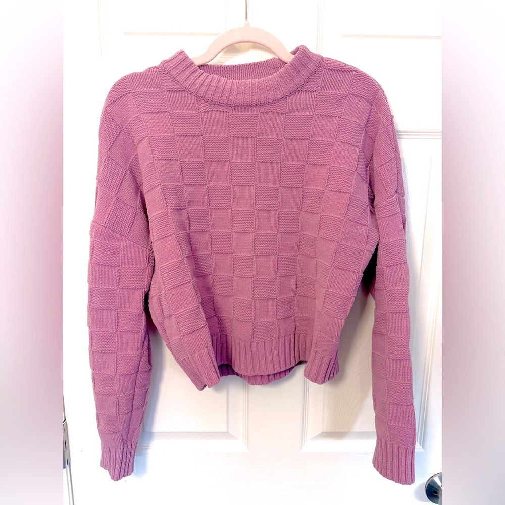 (Abercrombie & Fitch) Pink Checkered Oversized Sweater, size XS
